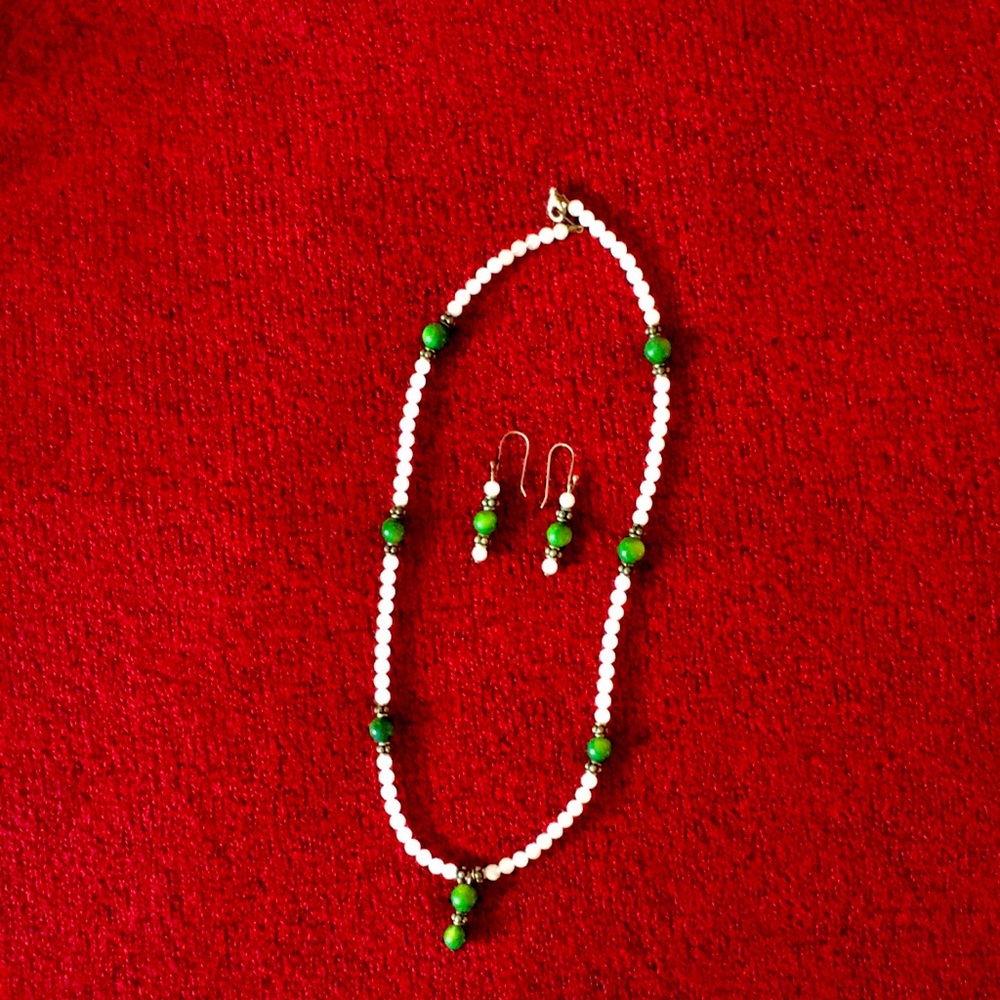 Beaded necklace and earrings